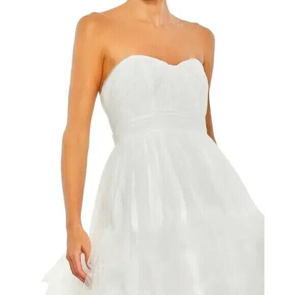 Mac Duggal White Bustier Tiered Ruffle Ball Gown NEW SZ 18 $498 - Picture 2 of 5
